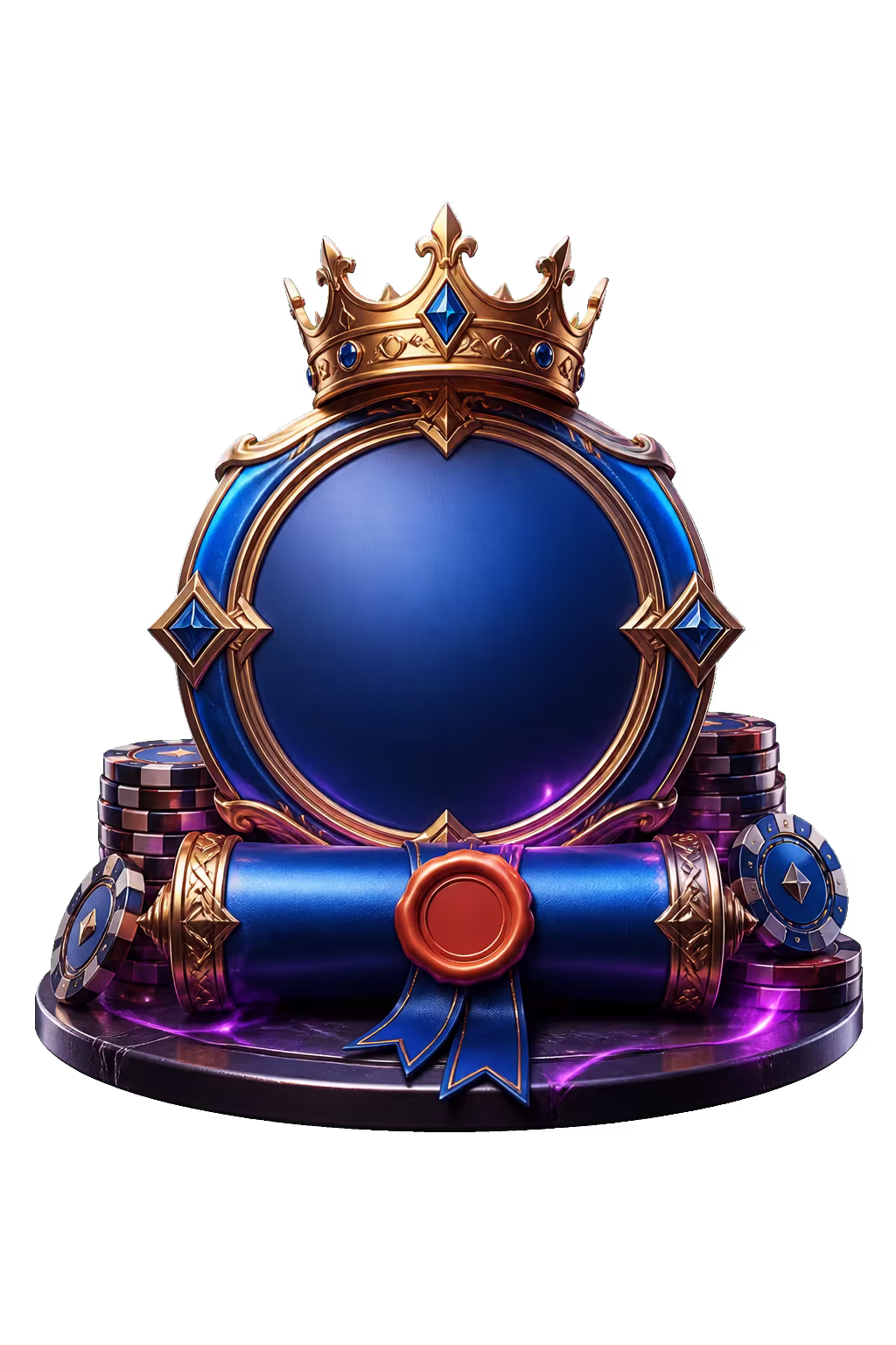 Conquestador-style casino coupon with chips and a key