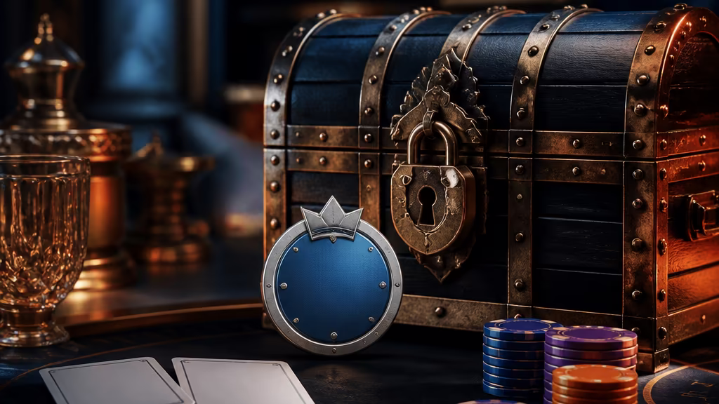 No-deposit bonus availability check visual with a locked treasure chest